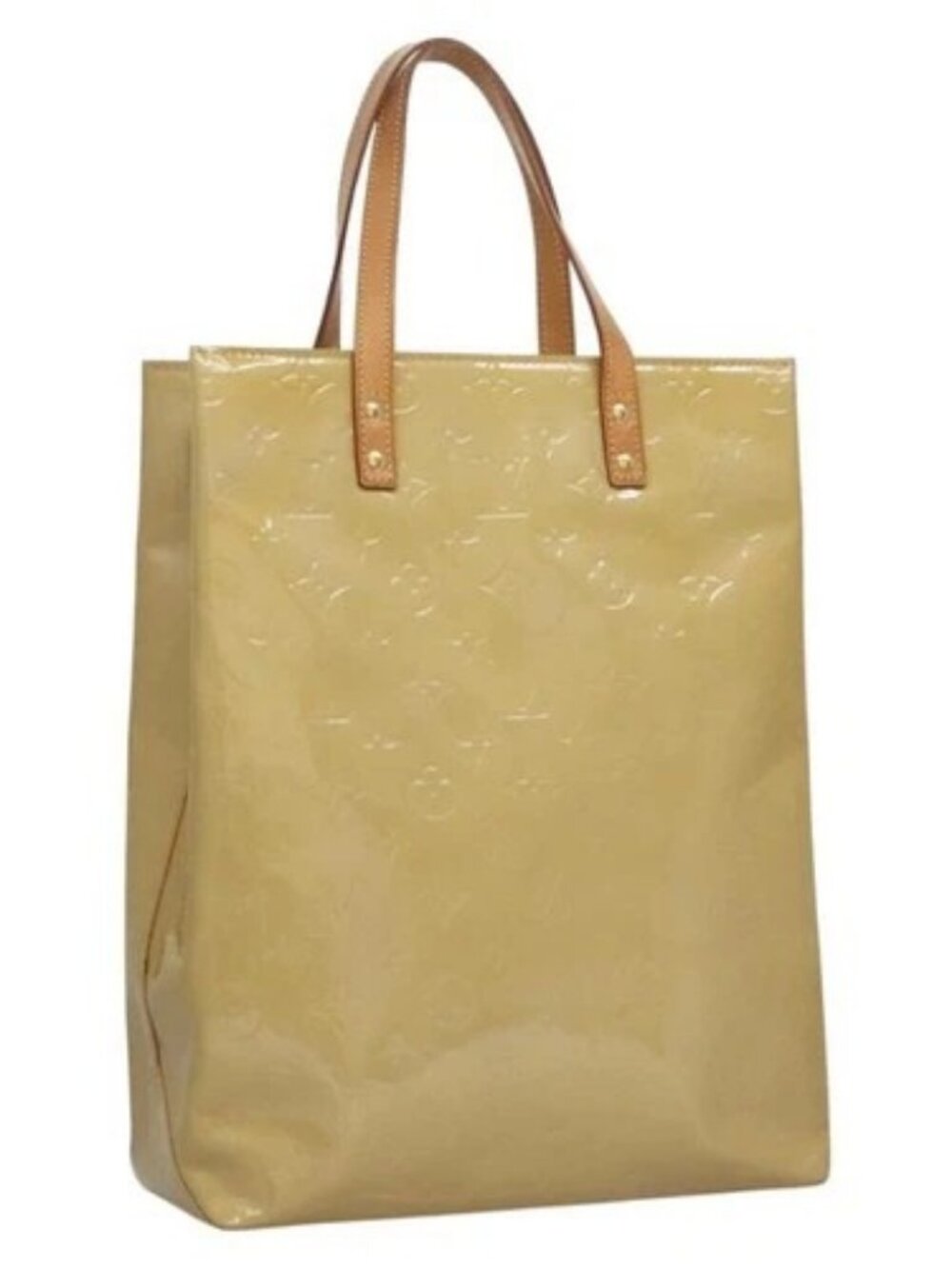 LOUIS VUITTON Monogram Vernis Reade MM Hand Bag Beige M91141 LV Auth sw134 - Picture 1 of 15